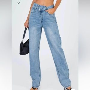 Holly Asymmetric Straight Leg Jean Denim
